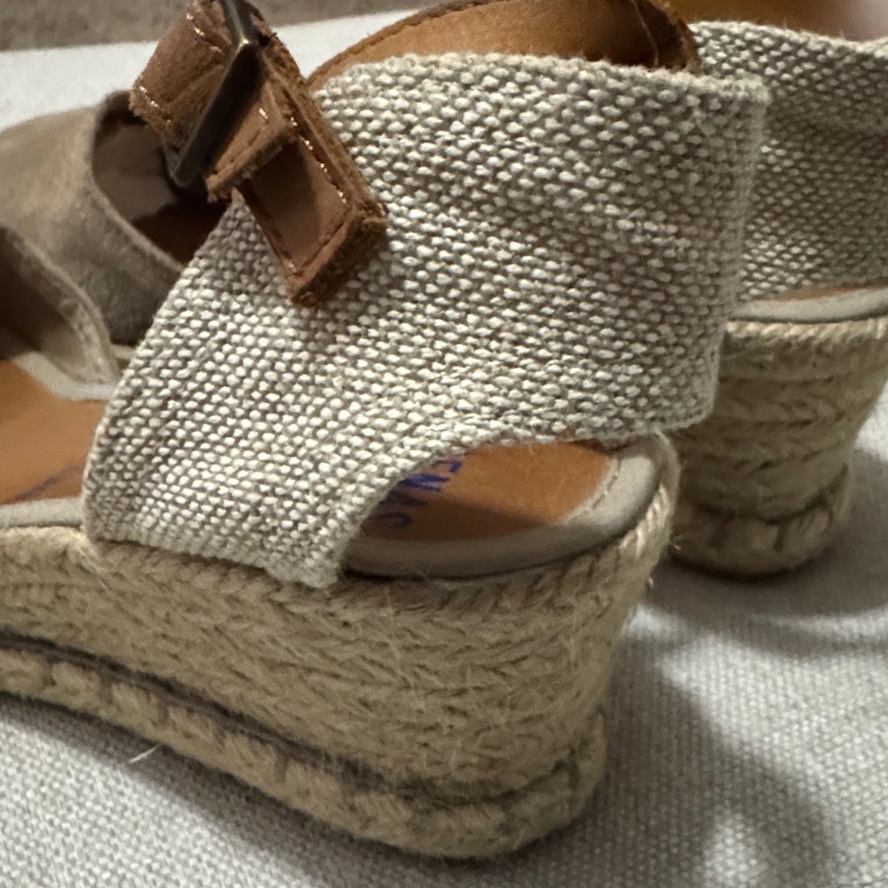 Verbenas Malena Leather Espadrille Wedge Sandal-Taupe-Sz 39-Ankle Strap-GUC - Picture 16 of 16